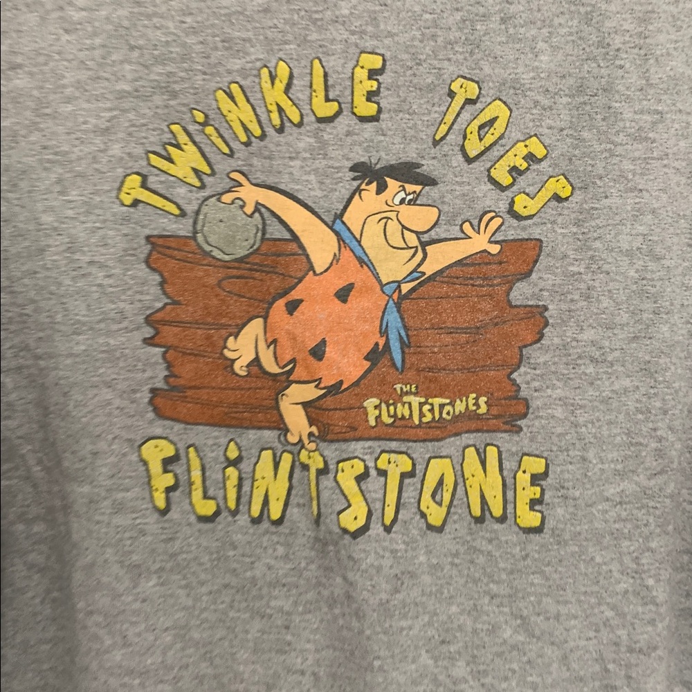 Vintage Flintstones Fred Flintstone Gray Short Sleeve Tee Shirt - Picture 2 of 6